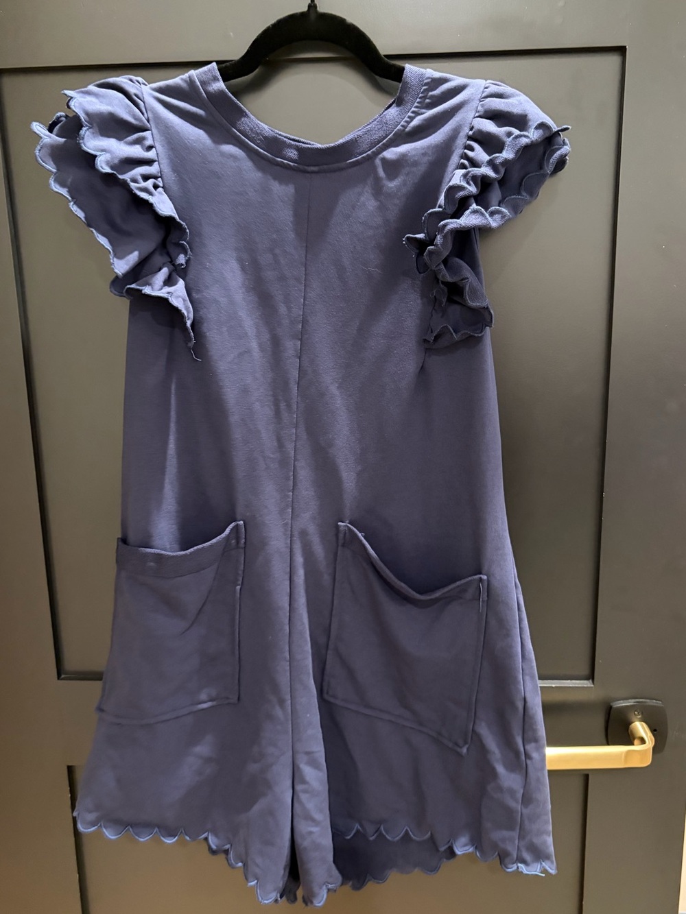 Umgee Lavender Ruffle Sleeve Romper with Pockets
